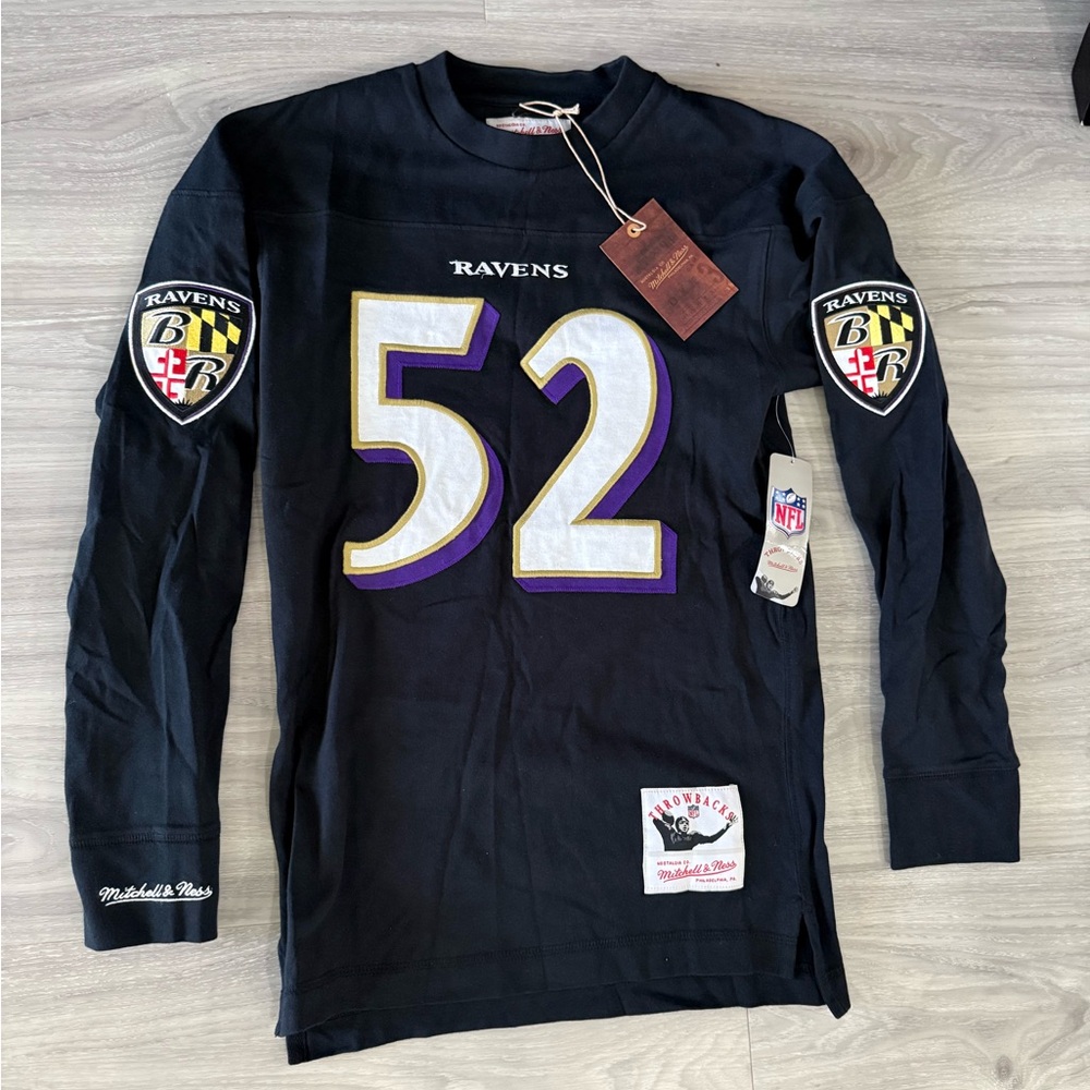 Mitchell & Ness Baltimore Ravens #52 Long Sleeve Throwback Jersey - Black/Purple